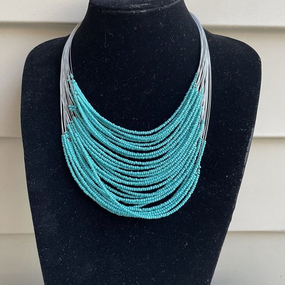 - TURQUIOSE AFRICAN MALA BECKLACE STATEMENT NECKLACE - Picture 11 of 13